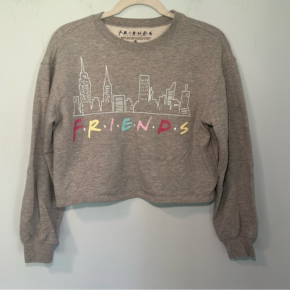 FRIENDS Gray Long Sleeve Cropped Sweater Size Small